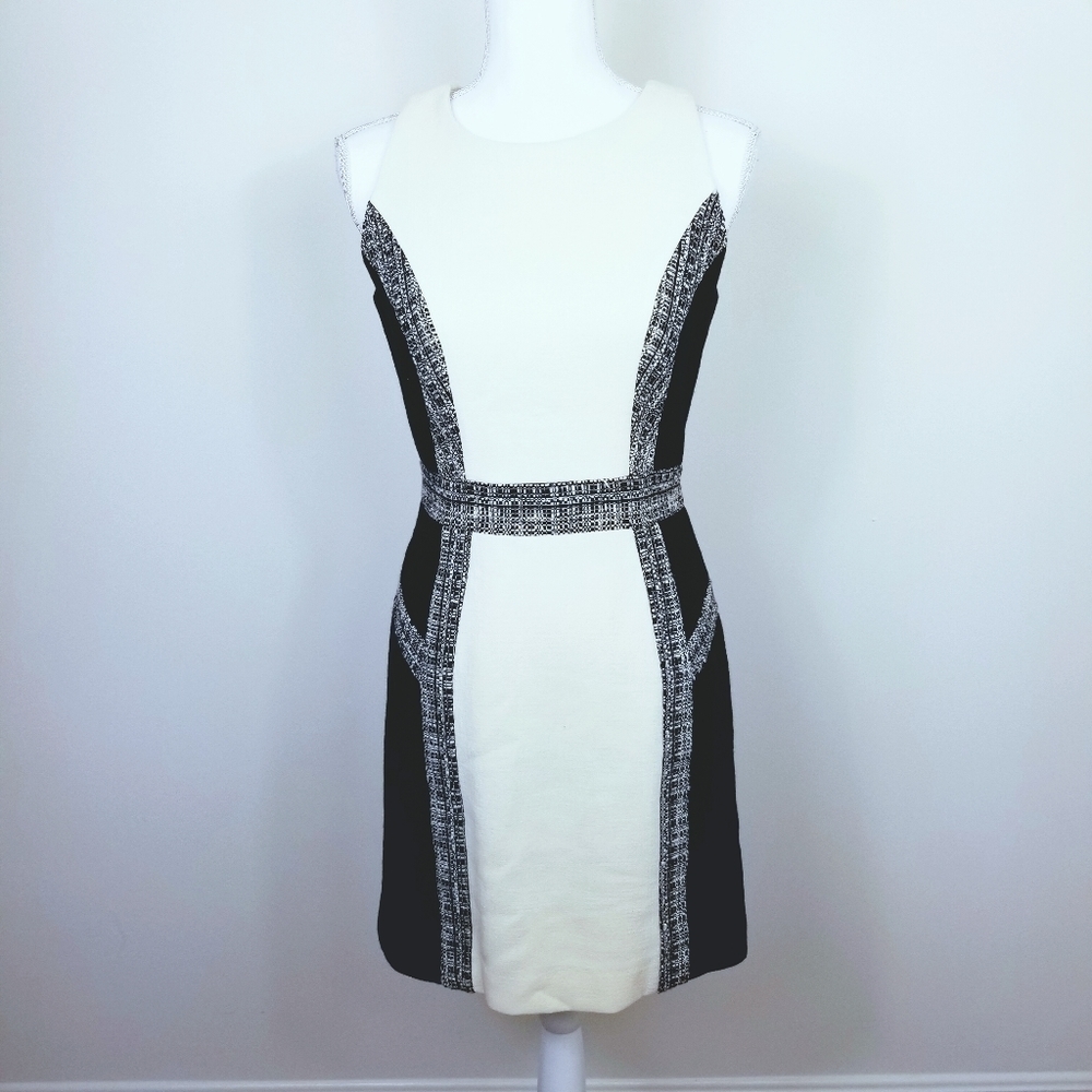 Milly Wool Blend Dress. Black & Ivory 4#08